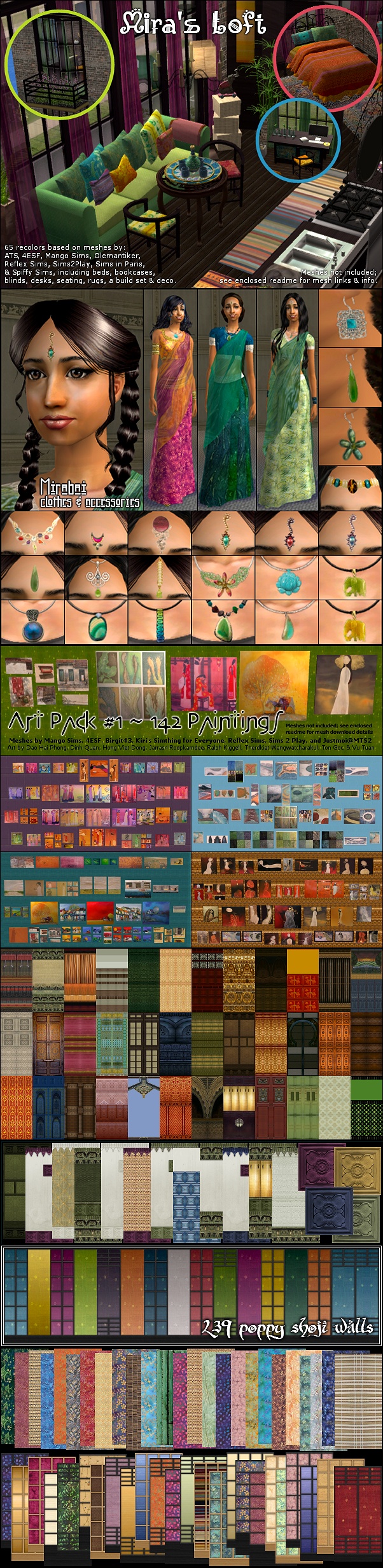 I collage of Sims 2 creations by Juniper Sun