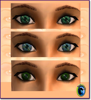 A column of two sets of eyes in varying colors.