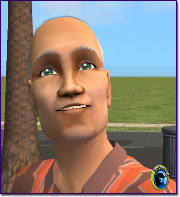 A close-up of the face of Sim, Seamus O'Malley