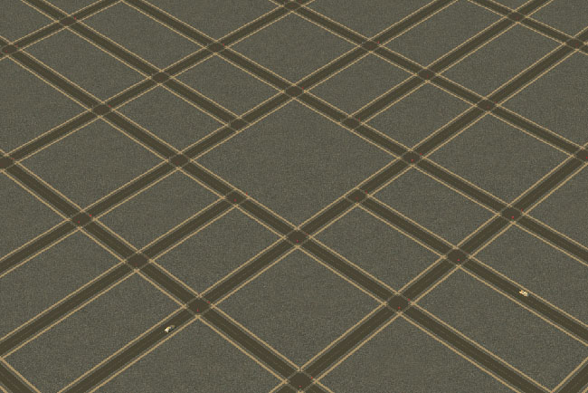Cement terrain with a varying size of grid lines made of roads.
