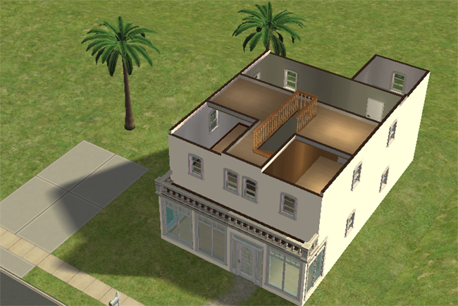 Cutaway third floor attic bedroom view showing a large T-shaped upper room with unusual angled spaces, open landing access, and flexible loft-style layout potential.