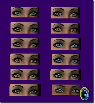 Twelve eye color samples from the Sparkle Eyes Pack 3