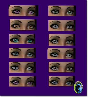 Twelve eye color samples from the Sparkle Eyes Pack 5