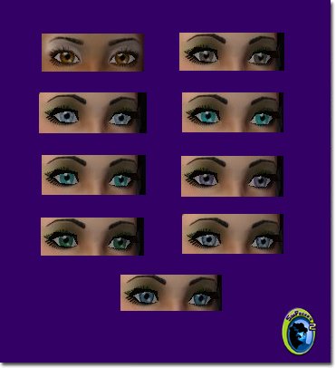 Nine eye color samples from the Sparkle Eyes Pack 6