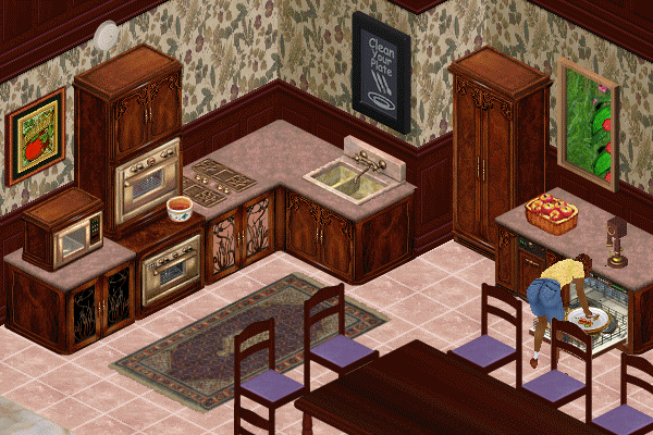 Tired of your lot looking like a buffet exploded?  Plop this Classic Restaurant Sign on your lot and say goodbye to Mount Dishmore!  When the dirty plates start stacking higher than your bills, just give the sign a click and watch every Sim on the lot suddenly remember how arms work.  Like magic (or guilt), they’ll drop what they’re doing and scrub those dishes ‘til the sinks cry mercy.  Perfect for homes, restaurants, or any destination where Sims dine like royalty and clean like raccoons.